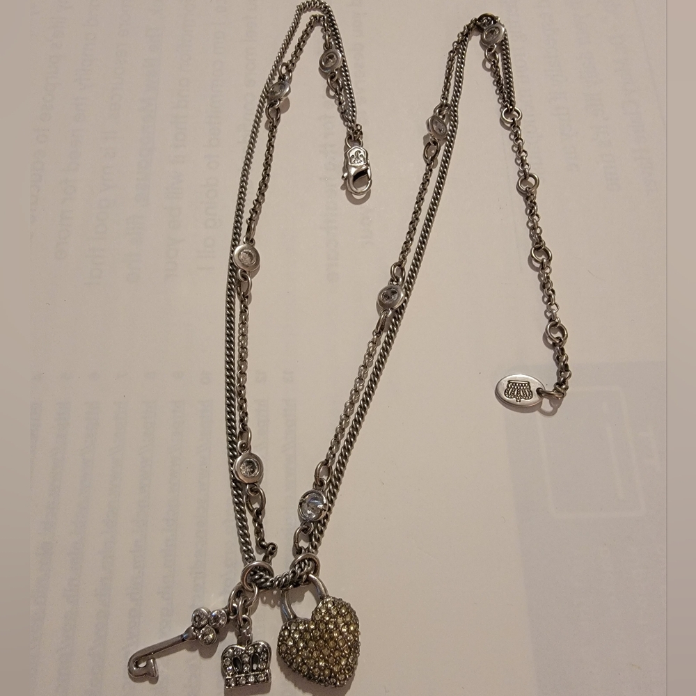 Juicy Couture Heart Crown J Double Chain Necklace 2000's